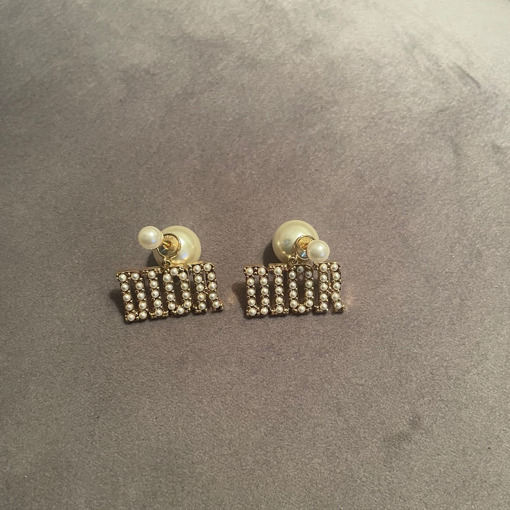 Authentic Christian Dior Faux Pearls Tribales Earrings